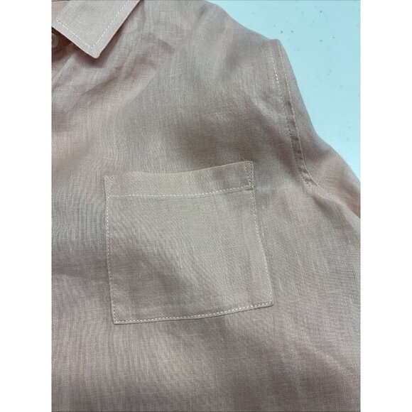 Garnet Hill Womens 100% Linen Long Sleeve Button Up Shirt Pink 16 Preppy - Picture 5 of 12